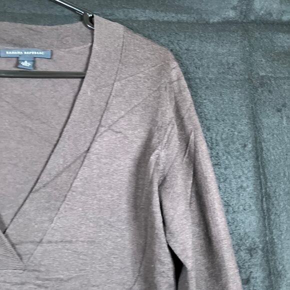 Banana Republic Women Sweater Brown Pullover V Neck Silk Cashmere Wool Stretch S - Picture 5 of 12